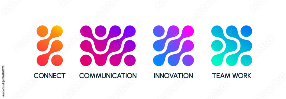 Poster vector connect logo symbol. abstract digital icon. creative design of tech, medical, science and net