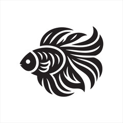 Black Color Fish silhouette design Vector Illustration, Solid White Background (13).eps