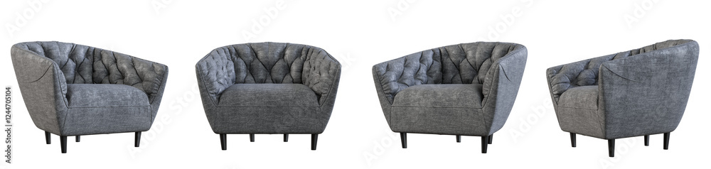 Poster Armchair set isolated on transparent background. 3D render.