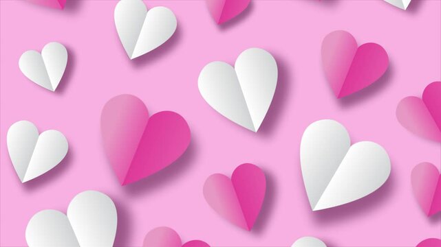 Pink background with moving paper love