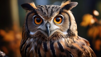 Fototapeta premium Enigmatic Owl Perched in a Mystical Moonlit Forest, Illuminating the Night with a Ghostly Glow and Capturing the Spirit of the Ethereal Wilderness.