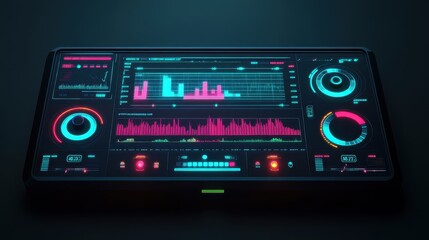 Fototapeta premium Financial market trends flat design top view stock exchange dashboard 3D render triadic color scheme