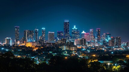 Austin, Texas Skyline at Night Vibrant Cityscape Panorama