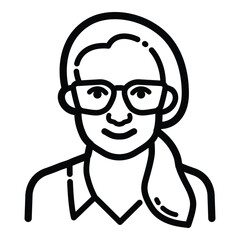 Smart Woman In Glasses Outline Icon Isolated On White Background