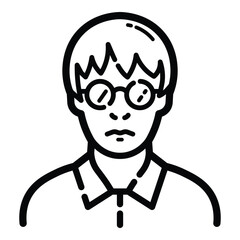 Serious Man With Glasses Outline Icon Isolated On White Background