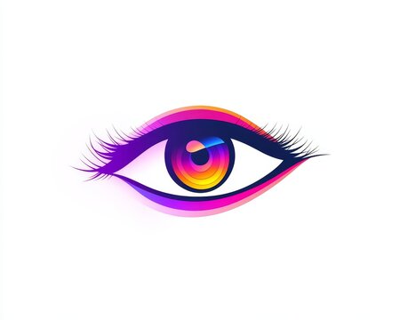 Innovative and visually striking, this logotype presents a 3D optic vision symbol with a bright gradient eye, perfect for modern branding.