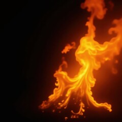 Fototapeta premium Fiery blast, intense orange & yellow flames against black backdrop, glow, danger, explosion