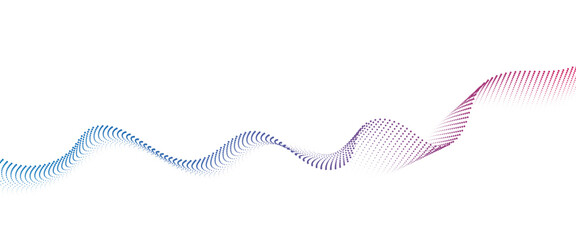 Flowing Dot Wave halftone gradient pattern on transparent background	