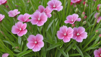 Fototapeta premium Vibrant Maiden Pink Blooms in a Sunny Summer Meadow