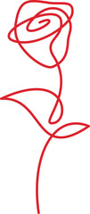 Abstract Rose Line Drawing, Rose Logo, Rose Symbol, Rose Artwork, Line Art, Valentine Design, Happy Valentine's Day, Romance, Love, Red, Flower Icon, Rose Icon, Flower Symbol