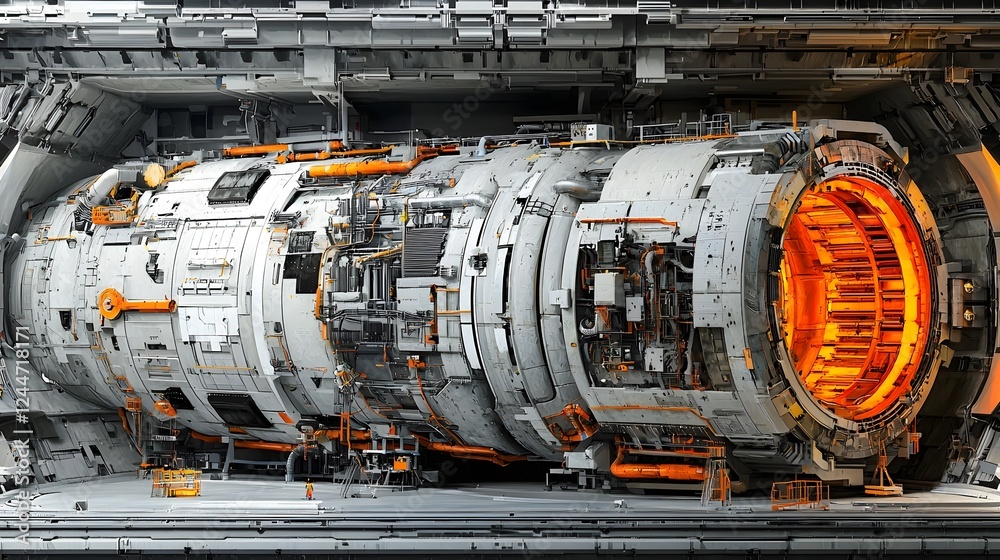 Aufkleber A top secret prototype fusion reactor glowing with intense luminous energy showcasing advanced technological innovation and engineering in the field of power and scientific research