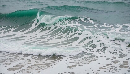 Serene Teal Waves Blending into a Soft Grey Horizon