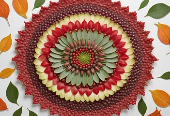 Autumn Mandala: A Colorful Floral Arrangement of Dried Plants on White Background