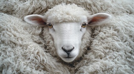 Close-Up of Friendly Sheep Surrounded by Fluffy White Wool
