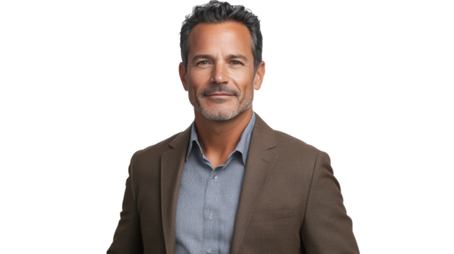 Confident businessman smiling with transparent background