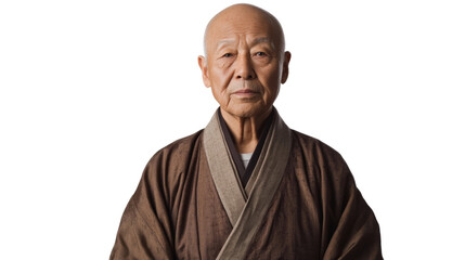 Senior buddhist monk posing on transparent background