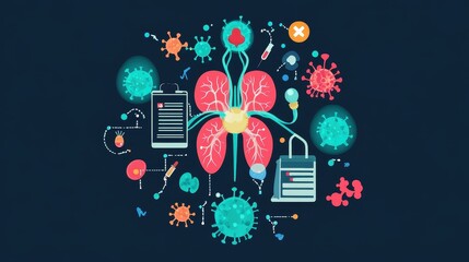 Infection flat design top view immune system theme color vivid.