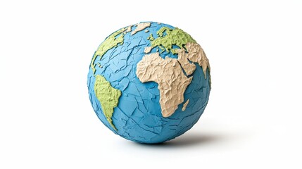 Fototapeta premium Pixelated Globe Model On White Background