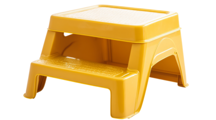 Empty plastic step stool isolated on a transparent background