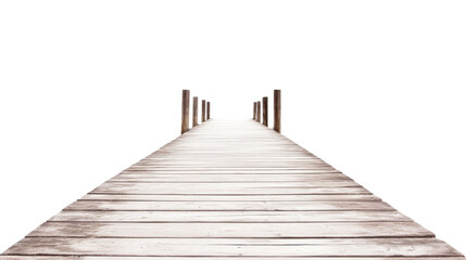 Fototapeta premium Wooden pier extending into transparent background, creating an idyllic seaside scene
