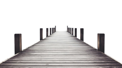 Obraz premium Long wooden pier extending into transparent background