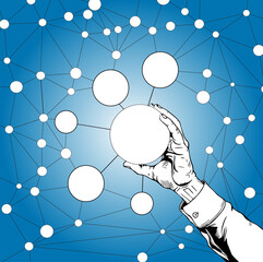 person hand network node copyspace