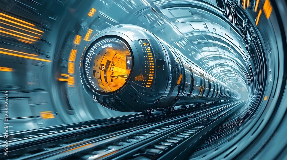 Aufkleber futuristic image of an underground high speed transit system with a sleek ultra modern design the tu