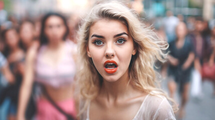 Fototapeta premium young adult out in the city outraged or shocked