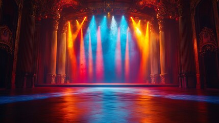 Fototapeta premium Majestic theater stage with dramatic lighting design wallpaper images