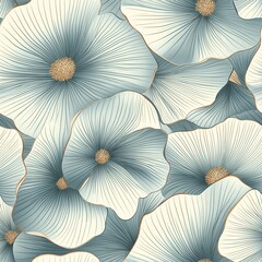 Obraz premium Elegant seamless floral pattern. Wavy vector abstract background. Stylish modern monochrome linear texture.