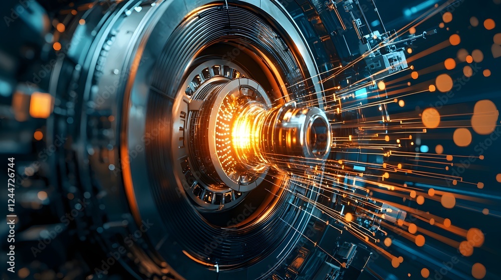 Poster glowing core of a top secret prototype fusion reactor showcasing groundbreaking energy technology an