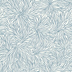 Elegant seamless floral pattern. Wavy vector abstract background. Stylish modern monochrome linear texture.