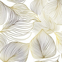 Elegant seamless floral pattern. Wavy vector abstract background. Stylish modern monochrome linear texture.