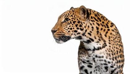 Obraz premium Majestic Leopard Stands Proudly Against a Blank Canvas, showcasing the Power and Grace of Panthera pardus in its Natural Glory.