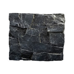 Square slate rock texture with natural rough surface. Isolated on transparent background