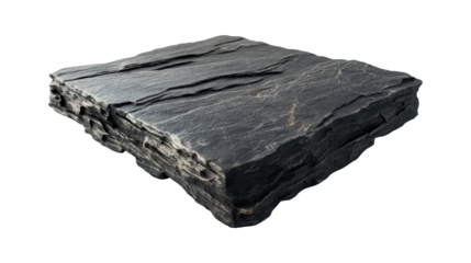 Rough stone slab with a rectangular shape and natural textured surface. isolated on transparent background