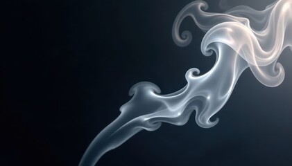 Fototapeta premium Ethereal gray smoke wisps curl against deep black , airy, elegant, hazy