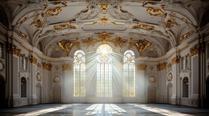 Fototapeta premium Sunlit Baroque Ballroom Interior Design