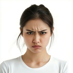 怒った表情をした日本人女性