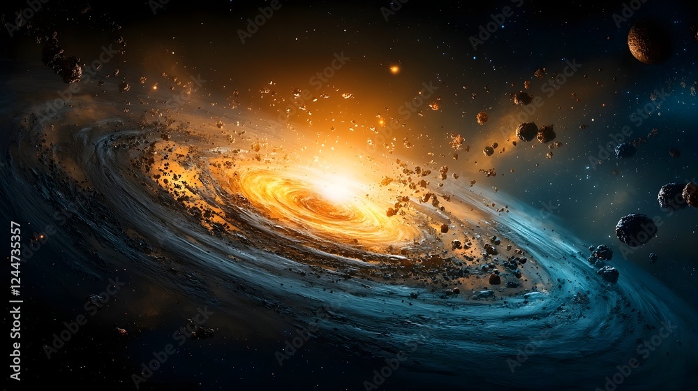 Poster A captivating depiction of a hidden wormhole that serves as an intriguing cosmic gateway connecting Earth to the mysterious and unexplored regions of the wider galaxy