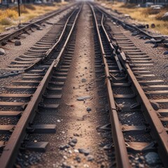 Railroad tracks veering off in different directions, track divergence, railroad tracks, separate paths