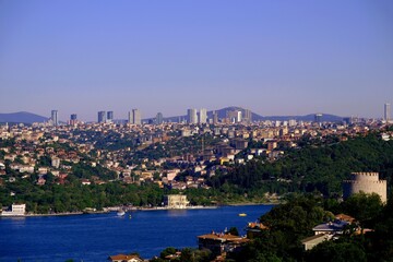 Bosphorus view. Cargo ship passage. Tourism destination. Travel address. istanbul - Turkey.