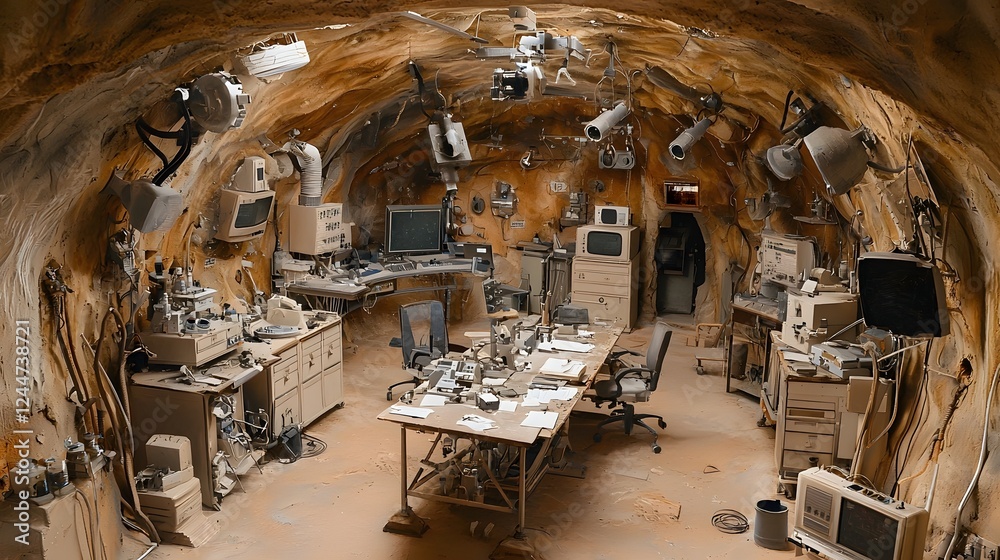 Poster a top secret underground laboratory filled with advanced alien technology specialized equipment and 