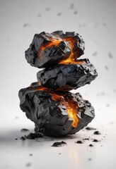 Shuddha Shilajit isolated on white background with light effects, mineral supplement, shilajit