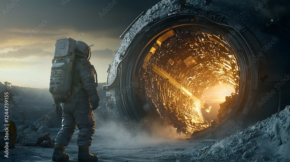 Aufkleber an astronaut makes a stunning discovery of a massive hidden alien base situated on the dark side of 