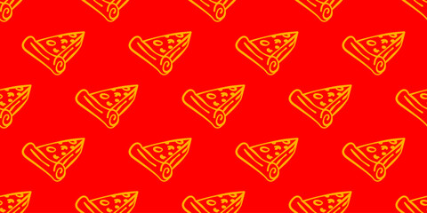 doodle pizza pattern background. Seamless Pattern pizza doodle style. pizza hand draw pattern background. pizza pattern for packaging.