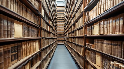 Fototapeta premium Ancient Bookshelves in a Grand Library
