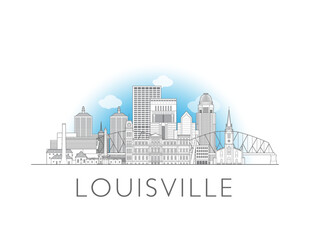 Naklejka premium Louisville, Kentucky skyline cityscape vector illustration
