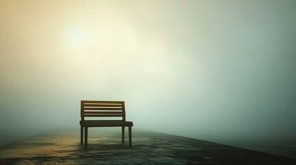 Solitary Bench in Misty Dawn: A Moment of Reflection