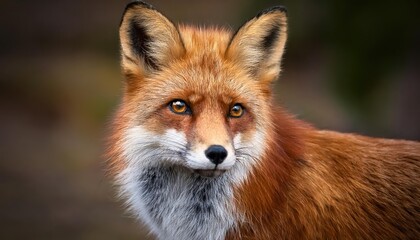 Striking CloseUp of a Red Fox Vulpes vulpes in Winters Twilight, Showcasing the Wild Beauty and Majesty of Nature